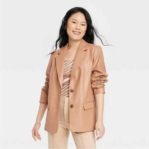 New-a new day-XL-Brown-Faux leather, relax fit, two button jacket/blazer.